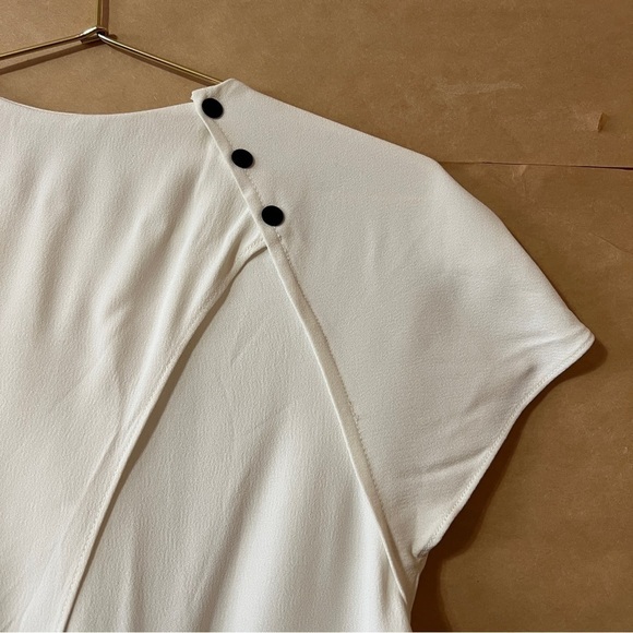 Proenza Schouler | Pleated Neck Split Back Top Snap Button Popover Blouse Size 4 - Picture 12 of 14